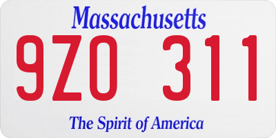 MA license plate 9ZO311