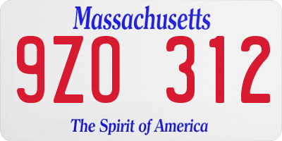 MA license plate 9ZO312