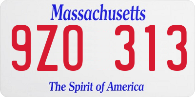 MA license plate 9ZO313