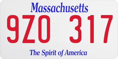 MA license plate 9ZO317