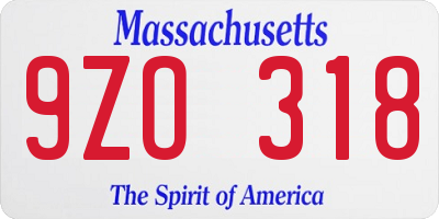 MA license plate 9ZO318