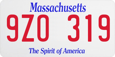 MA license plate 9ZO319