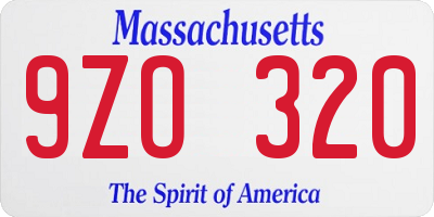 MA license plate 9ZO320