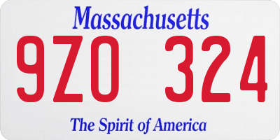 MA license plate 9ZO324