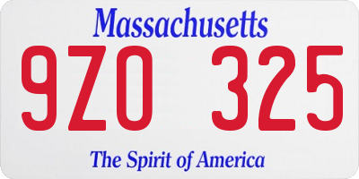 MA license plate 9ZO325