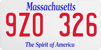 MA license plate 9ZO326