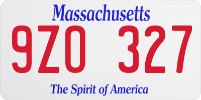 MA license plate 9ZO327