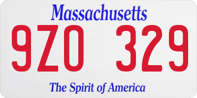 MA license plate 9ZO329