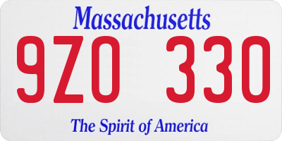 MA license plate 9ZO330