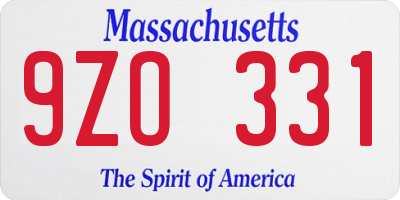 MA license plate 9ZO331
