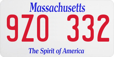 MA license plate 9ZO332