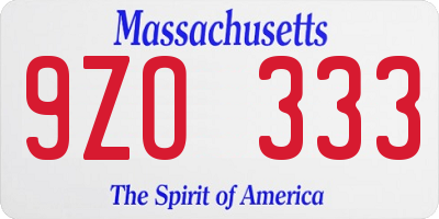 MA license plate 9ZO333