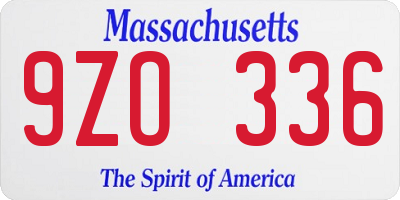 MA license plate 9ZO336