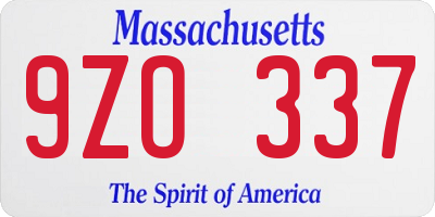 MA license plate 9ZO337
