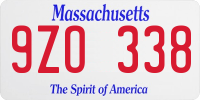 MA license plate 9ZO338