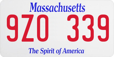 MA license plate 9ZO339