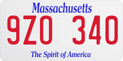 MA license plate 9ZO340