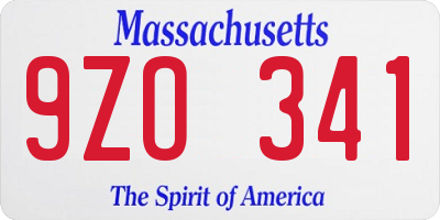 MA license plate 9ZO341