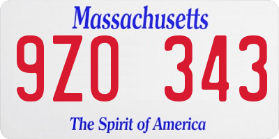 MA license plate 9ZO343