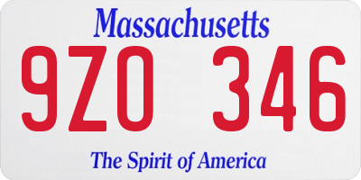 MA license plate 9ZO346