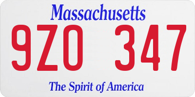 MA license plate 9ZO347