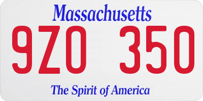 MA license plate 9ZO350