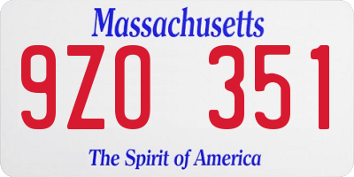 MA license plate 9ZO351