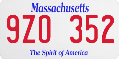 MA license plate 9ZO352