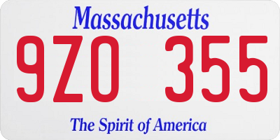 MA license plate 9ZO355