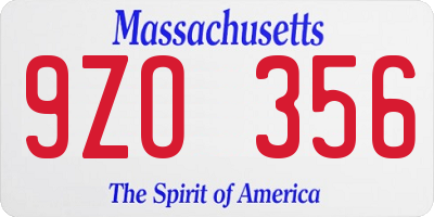 MA license plate 9ZO356