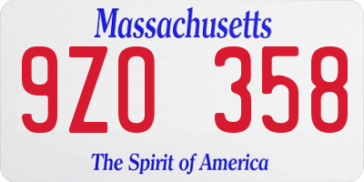 MA license plate 9ZO358