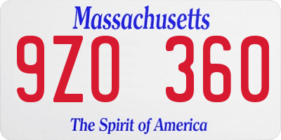 MA license plate 9ZO360