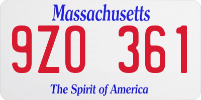 MA license plate 9ZO361