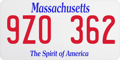 MA license plate 9ZO362