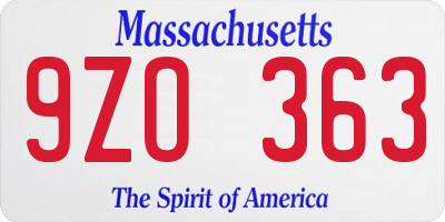 MA license plate 9ZO363