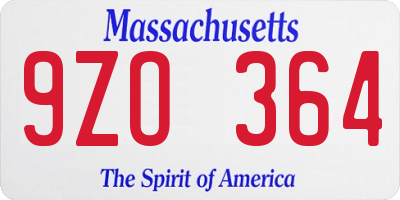 MA license plate 9ZO364