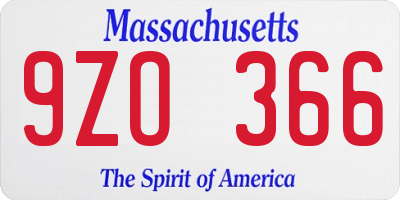 MA license plate 9ZO366