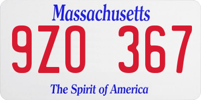 MA license plate 9ZO367