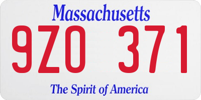 MA license plate 9ZO371