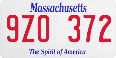 MA license plate 9ZO372