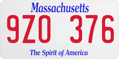 MA license plate 9ZO376