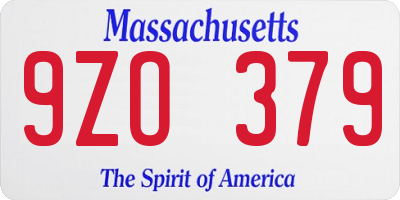 MA license plate 9ZO379