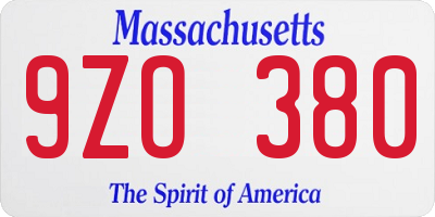 MA license plate 9ZO380