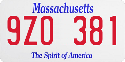 MA license plate 9ZO381