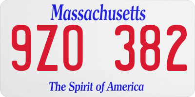 MA license plate 9ZO382