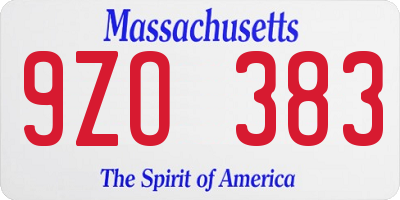 MA license plate 9ZO383