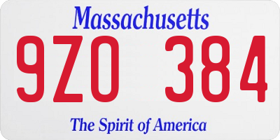 MA license plate 9ZO384
