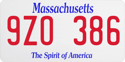 MA license plate 9ZO386