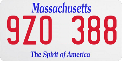 MA license plate 9ZO388