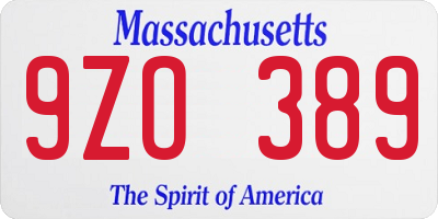 MA license plate 9ZO389